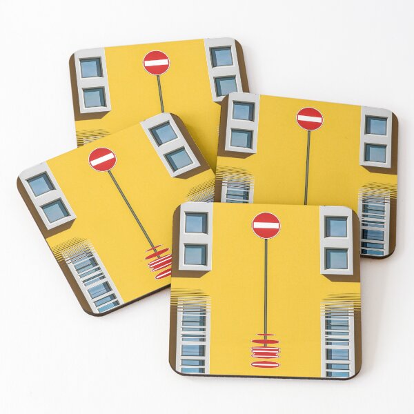 Item preview, single No-entry sign with clustered windows and yellow walls designed and sold by mister-john.