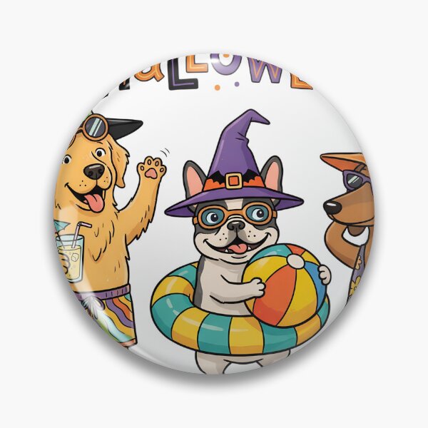 Item preview, Happy Halloween Dog Beach Party – Funny Witch Hat Halloween Dogs designed and sold by MOCH- ART.