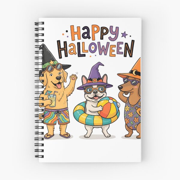 Item preview, Happy Halloween Dog Beach Party – Funny Witch Hat Halloween Dogs designed and sold by Tafa_Design.