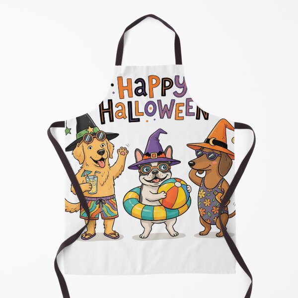 Item preview, Happy Halloween Dog Beach Party – Funny Witch Hat Halloween Dogs designed and sold by MOCH- ART.