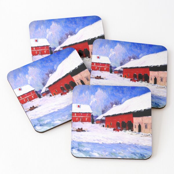 Item preview, Red Houses at Bjørnegaard in the Snow, Norway designed and sold by artdesignsnow.