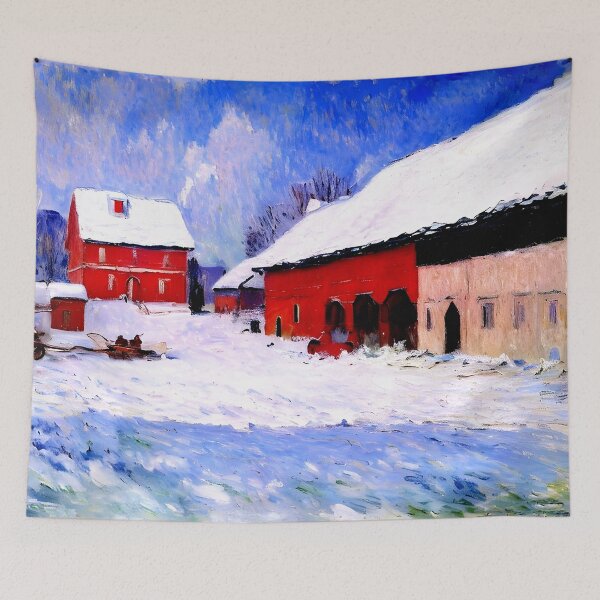 Item preview, Red Houses at Bjørnegaard in the Snow, Norway designed and sold by artdesignsnow.