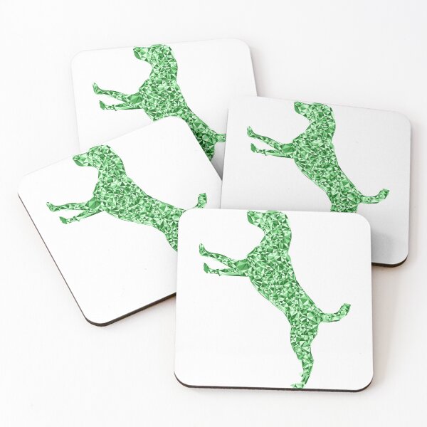 Item preview, Green Triangular Cute Excited Dog Silhouette Design designed and sold by DymondDesigns.