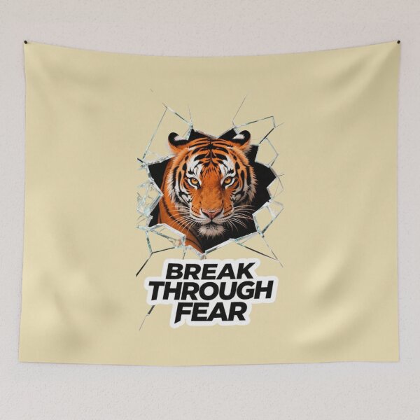 Item preview, Break Through Fear Tiger Shattered Glass Motivational Art designed and sold by carestazafeli.