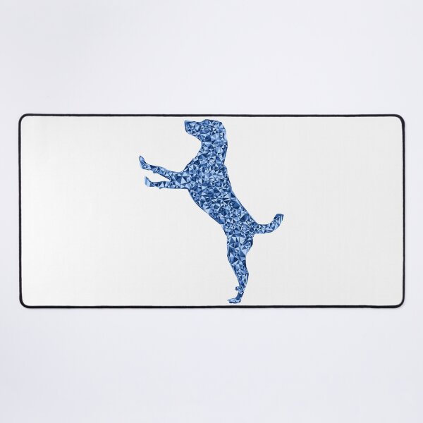 Item preview, Dog Jumping Up Blue Triangular Silhouette Design designed and sold by DymondDesigns.
