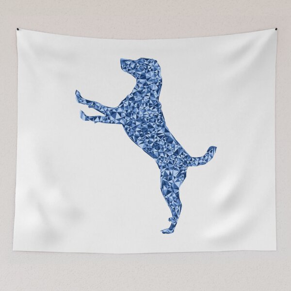 Item preview, Blue Triangular Cute Excited Dog Silhouette Design designed and sold by DymondDesigns.