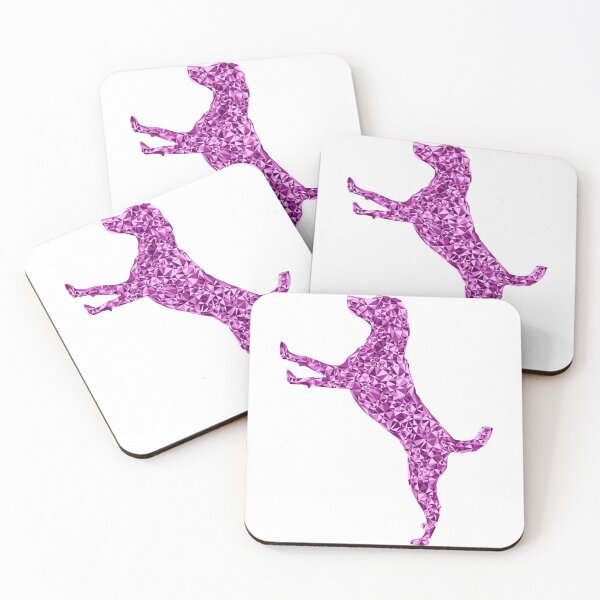 Item preview, Pink Triangular Cute Excited Dog Silhouette Design designed and sold by DymondDesigns.
