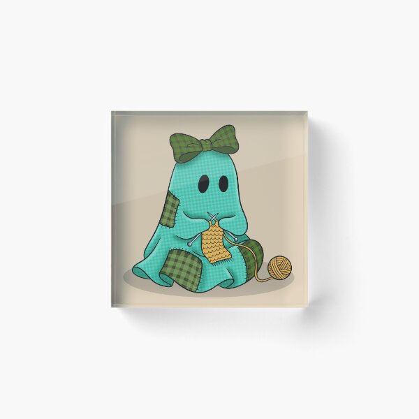 Item preview, Knitting Ghost | Cozy Autumn Halloween Illustration designed and sold by Ink & Kind Studio.