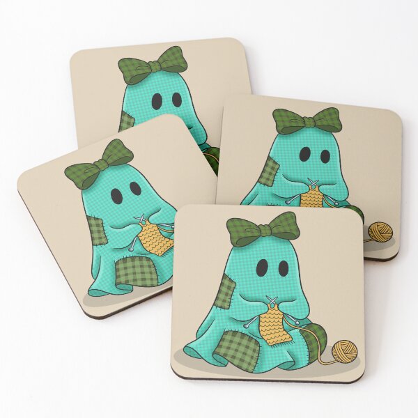 Item preview, Knitting Ghost | Cozy Autumn Halloween Illustration designed and sold by Ink & Kind Studio.