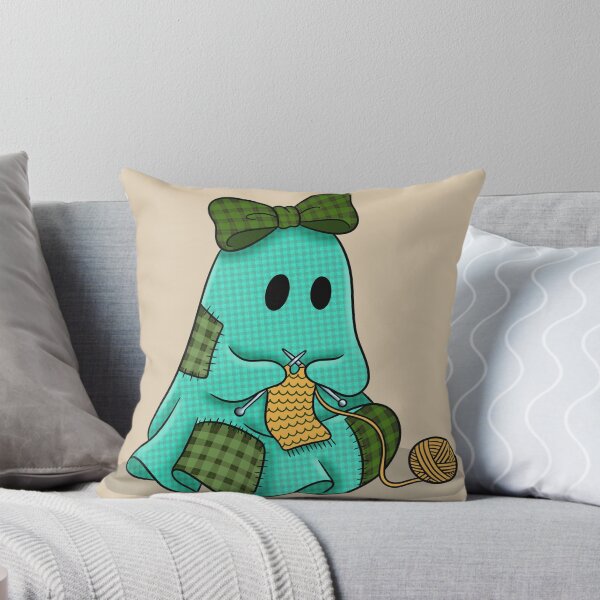 Item preview, Knitting Ghost | Cozy Autumn Halloween Illustration designed and sold by Ink & Kind Studio.