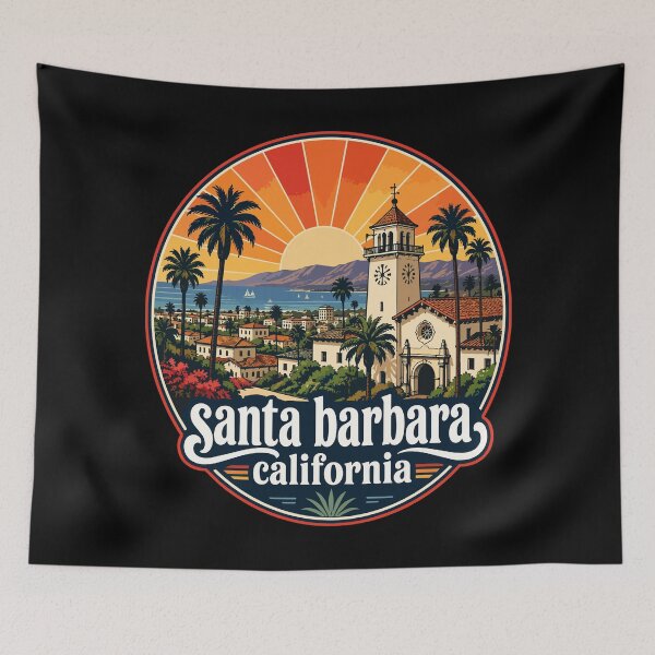 Item preview, Santa Barbara California Coast Retro USA Travel designed and sold by TomFrontierArt.