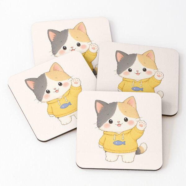 Item preview, Cute Calico Cat in Yellow Hoodie Kawaii Kitty designed and sold by 0606PM.