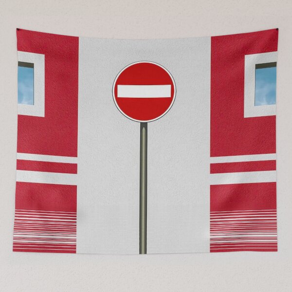 Item preview, Lone No-entry sign with square windows and red walls designed and sold by mister-john.