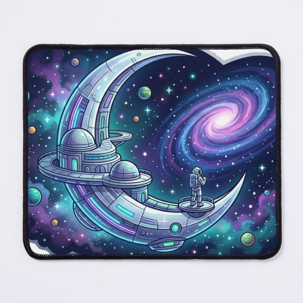 Item preview, Kawaii Space Station Moon — Cute Astronaut Crescent Moon Sticker designed and sold by RoyArt0.