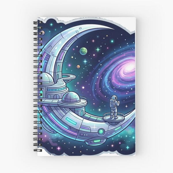 Item preview, Kawaii Space Station Moon — Cute Astronaut Crescent Moon Sticker designed and sold by RoyArt0.