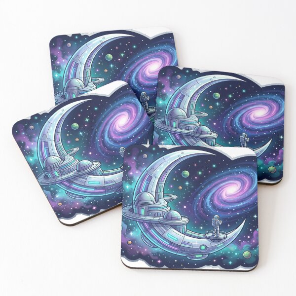 Item preview, Kawaii Space Station Moon — Cute Astronaut Crescent Moon Sticker designed and sold by RoyArt0.