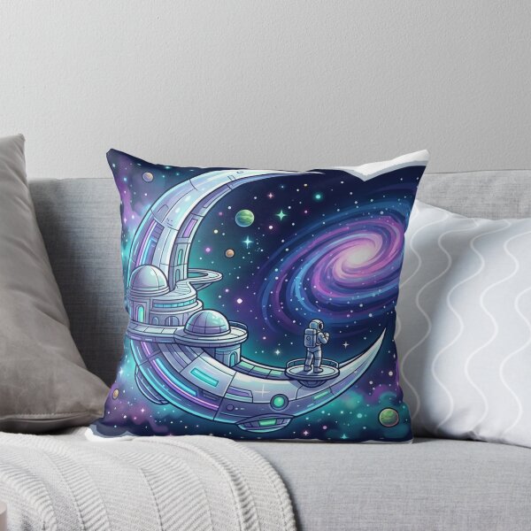 Item preview, Kawaii Space Station Moon — Cute Astronaut Crescent Moon Sticker designed and sold by RoyArt0.