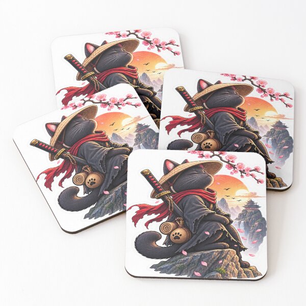 Item preview, Samurai Cat – Japanese Warrior Cat Under the Sakura Moon designed and sold by Genzfirevibes.