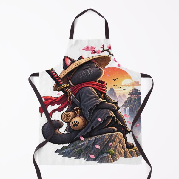 Item preview, Samurai Cat – Japanese Warrior Cat Under the Sakura Moon designed and sold by Genzfirevibes.