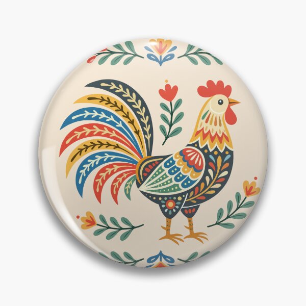 Item preview, Rooster Hen Chicken Scandanavian Art Print designed and sold by ZanyPaintbrush.