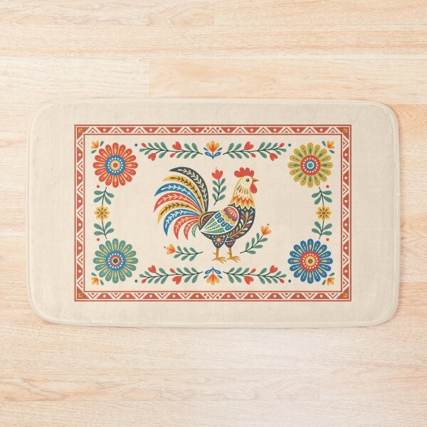 Item preview, Rooster Hen Chicken Scandanavian Art Print designed and sold by ZanyPaintbrush.
