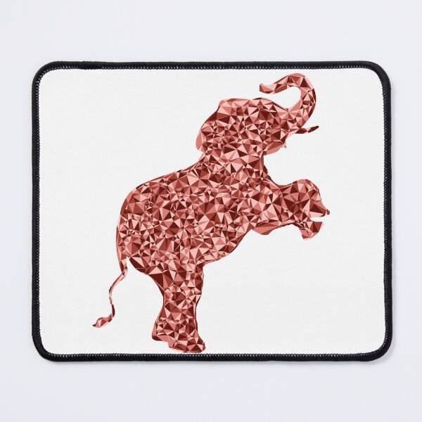 Item preview, Red Triangular Mosaic Baby Elephant on Hind Legs Silhouette Design designed and sold by DymondDesigns.