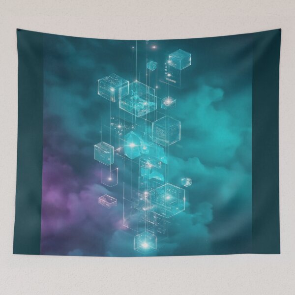 Item preview, Cosmic Data Cubes in Teal Haze designed and sold by ClarityPulse Studio.