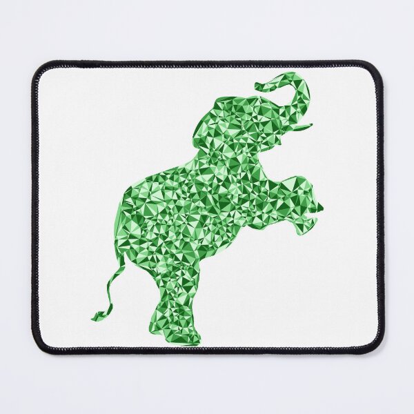 Item preview, Green Triangular Mosaic Baby Elephant on Hind Legs Silhouette Design designed and sold by DymondDesigns.