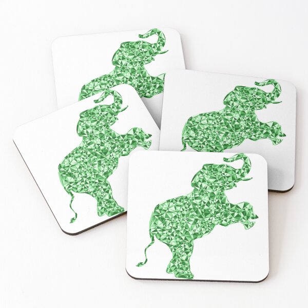 Item preview, Green Triangular Mosaic Baby Elephant on Hind Legs Silhouette Design designed and sold by DymondDesigns.