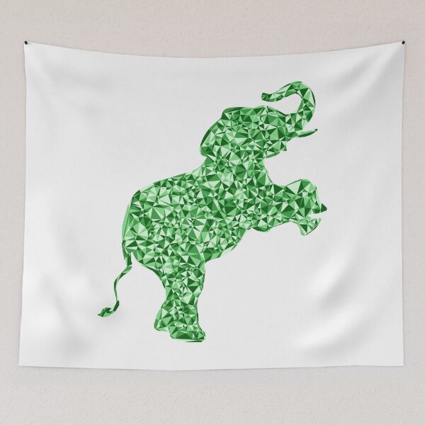 Item preview, Green Triangular Mosaic Baby Elephant on Hind Legs Silhouette Design designed and sold by DymondDesigns.