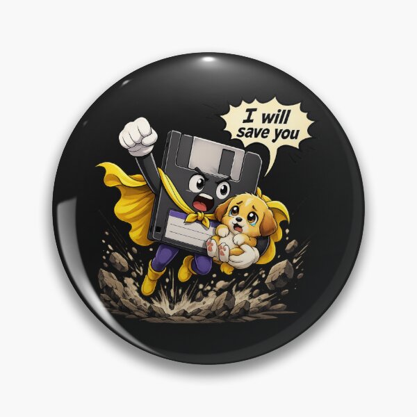 Item preview, I Will Save You - Floppy Disk Saving Puppy Cute Retro Tech designed and sold by RaulWeirdAndFun.