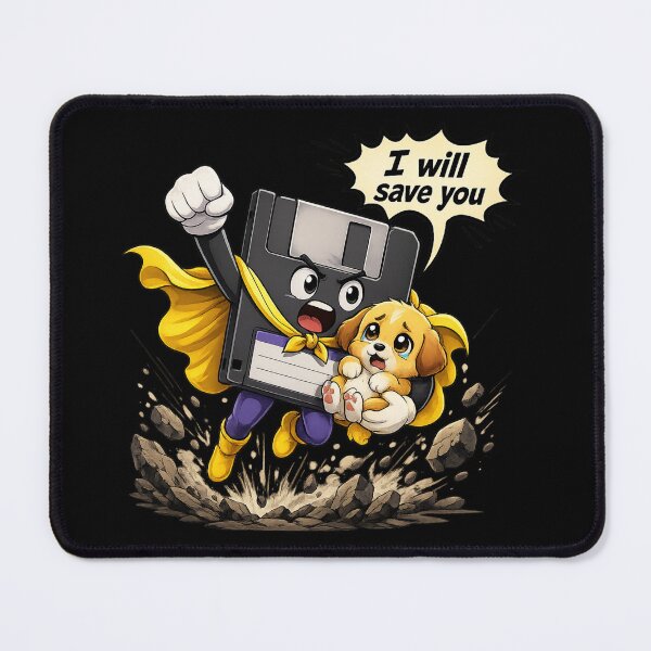 Item preview, I Will Save You - Floppy Disk Saving Puppy Cute Retro Tech designed and sold by RaulWeirdAndFun.
