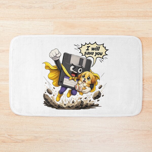 Item preview, I Will Save You - Floppy Disk Saving Puppy Cute Retro Tech designed and sold by RaulWeirdAndFun.