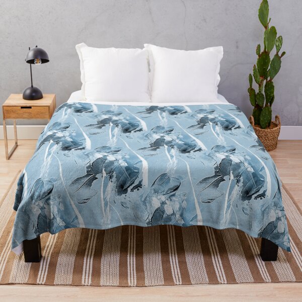 Item preview, Painterly Abstract Flowers on Pastel Blue designed and sold by Artistestella.