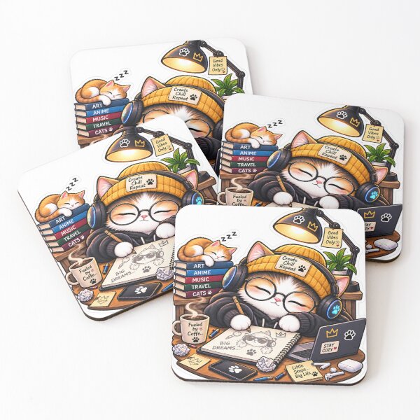 Item preview, Create Chill Repeat – Cozy Cat Coffee Artist designed and sold by Genzfirevibes.
