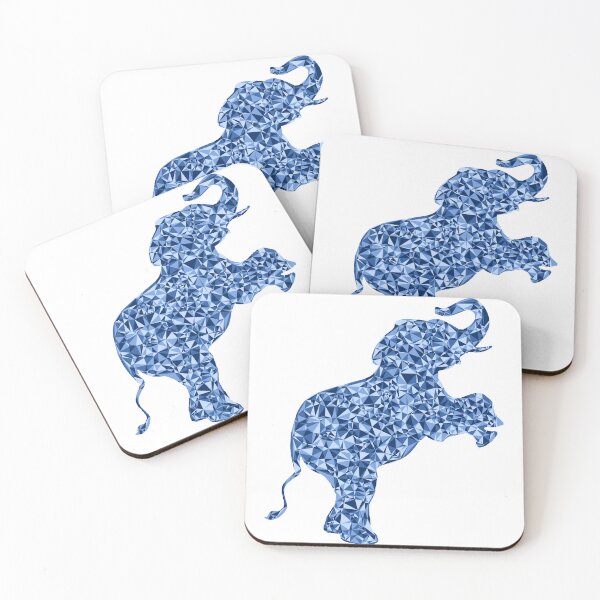 Item preview, Blue Triangular Mosaic Baby Elephant on Hind Legs Silhouette Design designed and sold by DymondDesigns.