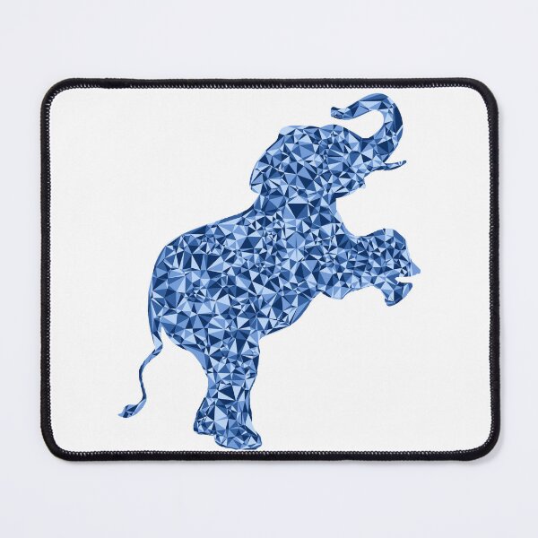 Item preview, Blue Triangular Mosaic Baby Elephant on Hind Legs Silhouette Design designed and sold by DymondDesigns.