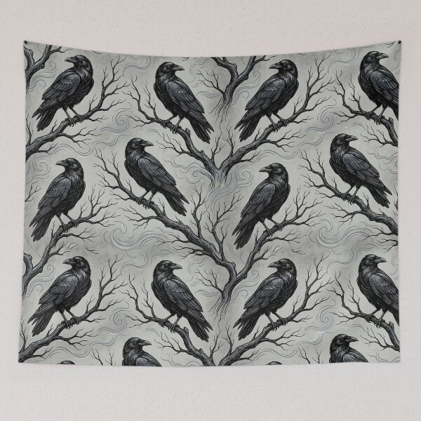 Item preview, Raven Nights - Vintage Seamless Halloween Pattern designed and sold by inkaylindesign.