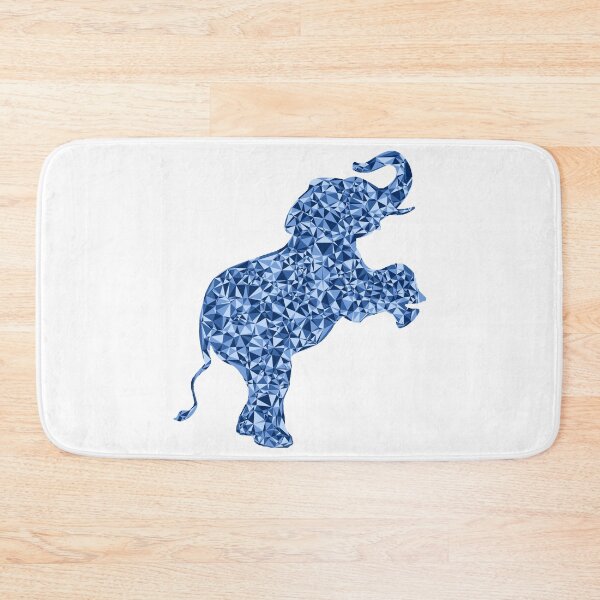 Item preview, Baby Elephant on Hind Legs Blue Triangular Mosaic Silhouette Design designed and sold by DymondDesigns.