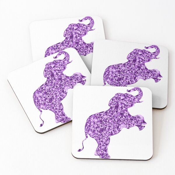 Item preview, Purple Triangular Mosaic Baby Elephant on Hind Legs Silhouette Design designed and sold by DymondDesigns.