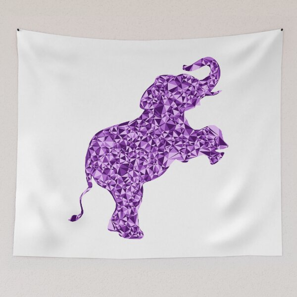 Item preview, Purple Triangular Mosaic Baby Elephant on Hind Legs Silhouette Design designed and sold by DymondDesigns.