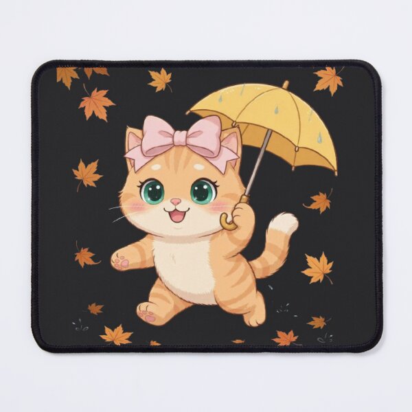 Item preview, Cute Fall Rainy Day Cat Umbrella Autumn Leaves Cozy designed and sold by Moody Vibes Studio.