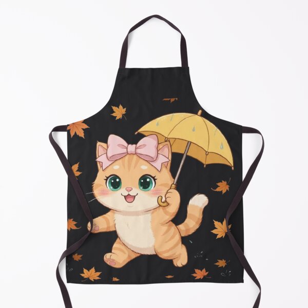 Item preview, Cute Fall Rainy Day Cat Umbrella Autumn Leaves Cozy designed and sold by Moody Vibes Studio.