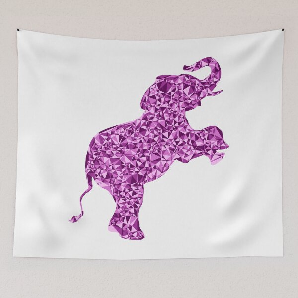 Item preview, Pink Triangular Mosaic Baby Elephant on Hind Legs Silhouette Design designed and sold by DymondDesigns.