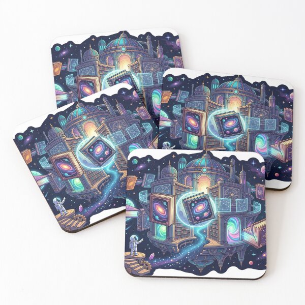Item preview, Cosmic Library — Astronaut Explorer at Galaxy Book Observatory Sticker designed and sold by RoyArt0.