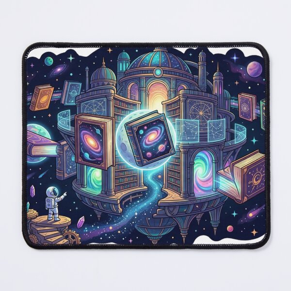 Item preview, Cosmic Library — Astronaut Explorer at Galaxy Book Observatory Sticker designed and sold by RoyArt0.