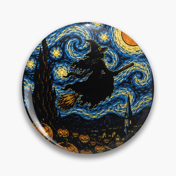 Item preview, Enchanting witch flying over a pumpkin patch at night halloween designed and sold by rafaeltto.