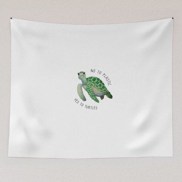 Item preview, No to plastic, yes to turtles designed and sold by The Curious Cat.
