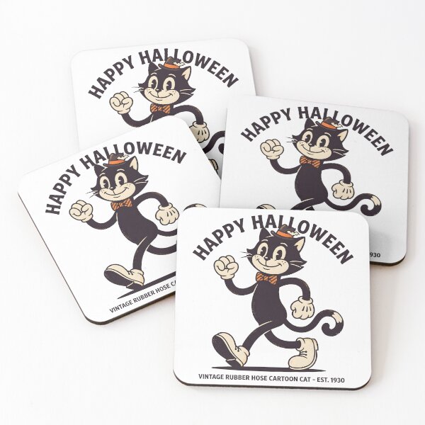 Item preview, Happy Halloween - Vintage Rubber Hose Cartoon Cat Art designed and sold by BobaBunny76.