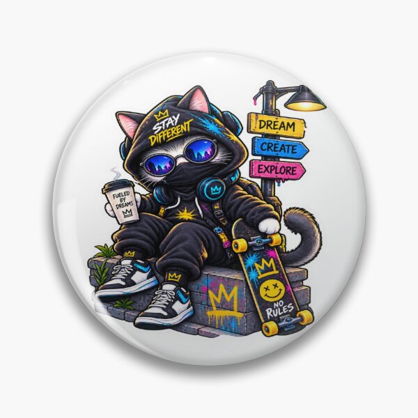 Item preview, Stay Different – Streetwear Skateboard Cat designed and sold by Genzfirevibes.